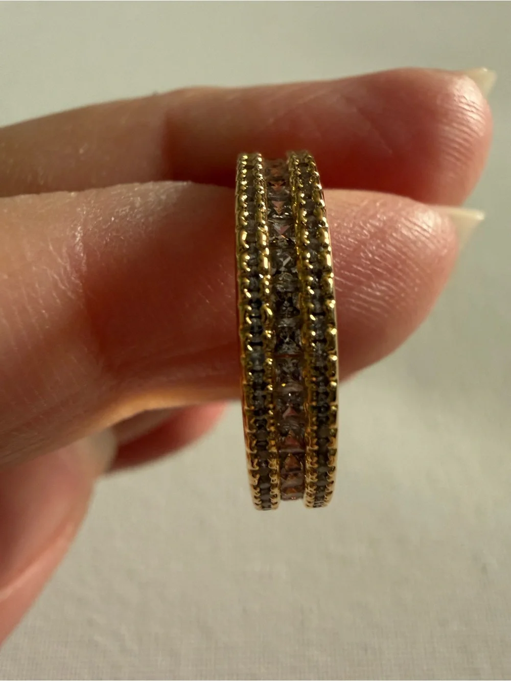 NEW Nordstrom Gold-Tone Crystal Triple -Row Band Ring 6